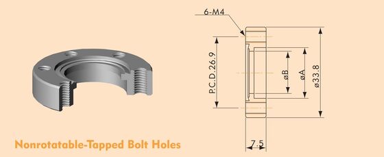 ANSI CF 16 Bored Flange Nonrotatable Tapped For High Vacuum