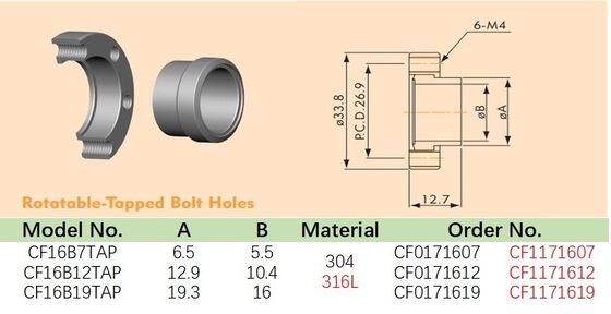 CF 16 Bored Blank Neck Rotatable CR16 For High Vacuum