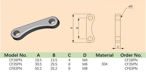 Stainless Steel 304 CF Plate Nut For CF16 CF35 And CF63