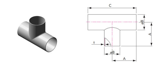 BA Or Blasting Surface Treatment Vacuum Tee For Vacuum System